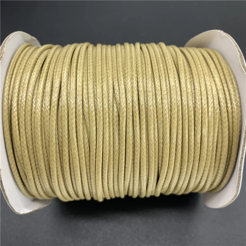 

0.5mm 0.8mm 1mm 1.5mm 2mm Khaki Waxed Cotton Cord Rope Waxed Thread Cord String Strap Necklace Rope For Jewelry Making