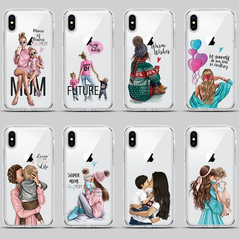 Модный прозрачный чехол из ТПУ для маленьких девочек и мам Для iphone 11 11pro max 6 7 8 plus 5