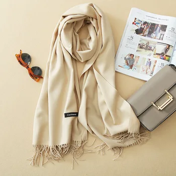 

2020 New Luxury Brand Women Cashmere Solid Scarf Summer Thin Pashmina Shawls and Wraps Female Foulard Hijab Stoles Head Scarves