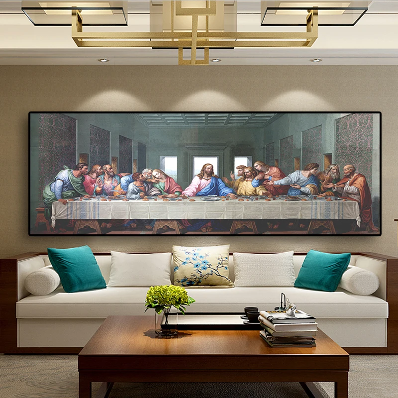 Leonardo Da Vinci's The Last Supper Posters and Print Wall Art Canvas Painting Famous Painting Art for Living Room Cuadros Decor