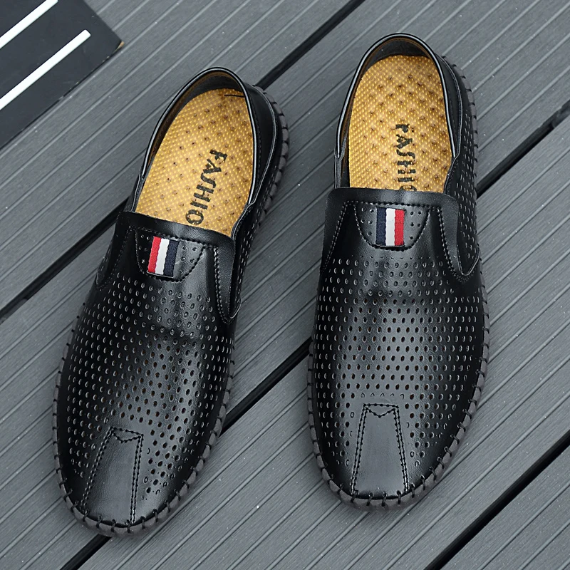 Casual Shoes Leather Shoes Men's Summer Mocassins Leather loafers Slip-on soft casual shoes comfortable drive flats breathable