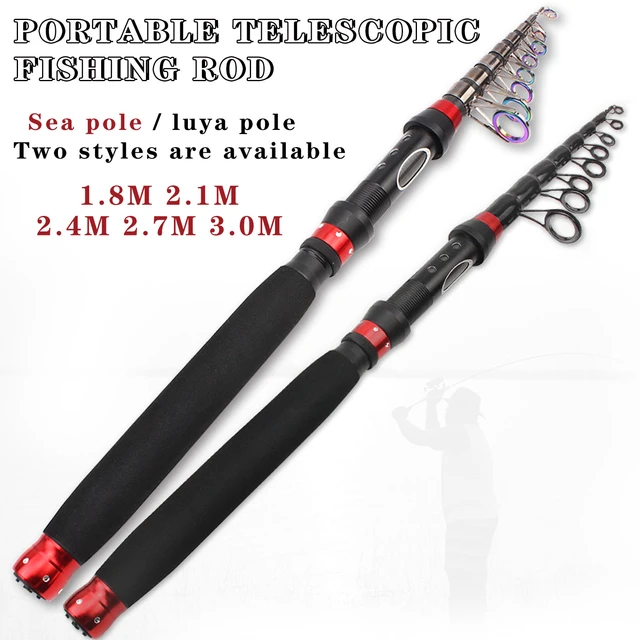 NEW 1.8M-3.0M Carbon Spinning rod Telescopic Fishing Rod and Reel