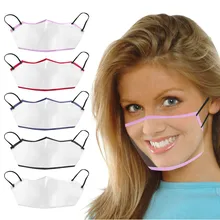 Adulto mini rosto protetor transparente visual máscara de boca lavável reutilizável confortável sorriso earloop mascarilla bocas
