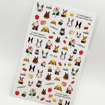 

2pcs Nail Sticker 3D Cute Rabbit Flower Cake Nail Art Decorations Stickers for Nails Foil Decoraciones Manicure Accessories Tips