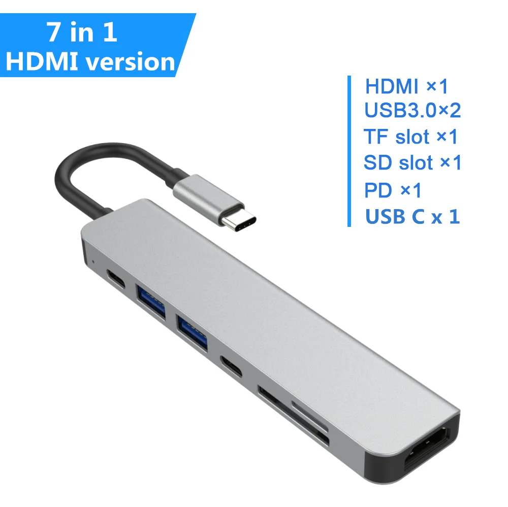 7 in 1 Type C-HDMI концентратор USB C 4K PD 5A 87W док-станция Rj45 Lan USB 3,1 разветвитель USB-C питания Аксессуары Для iMac air MacBook Pro - Цвет: 7 in 1