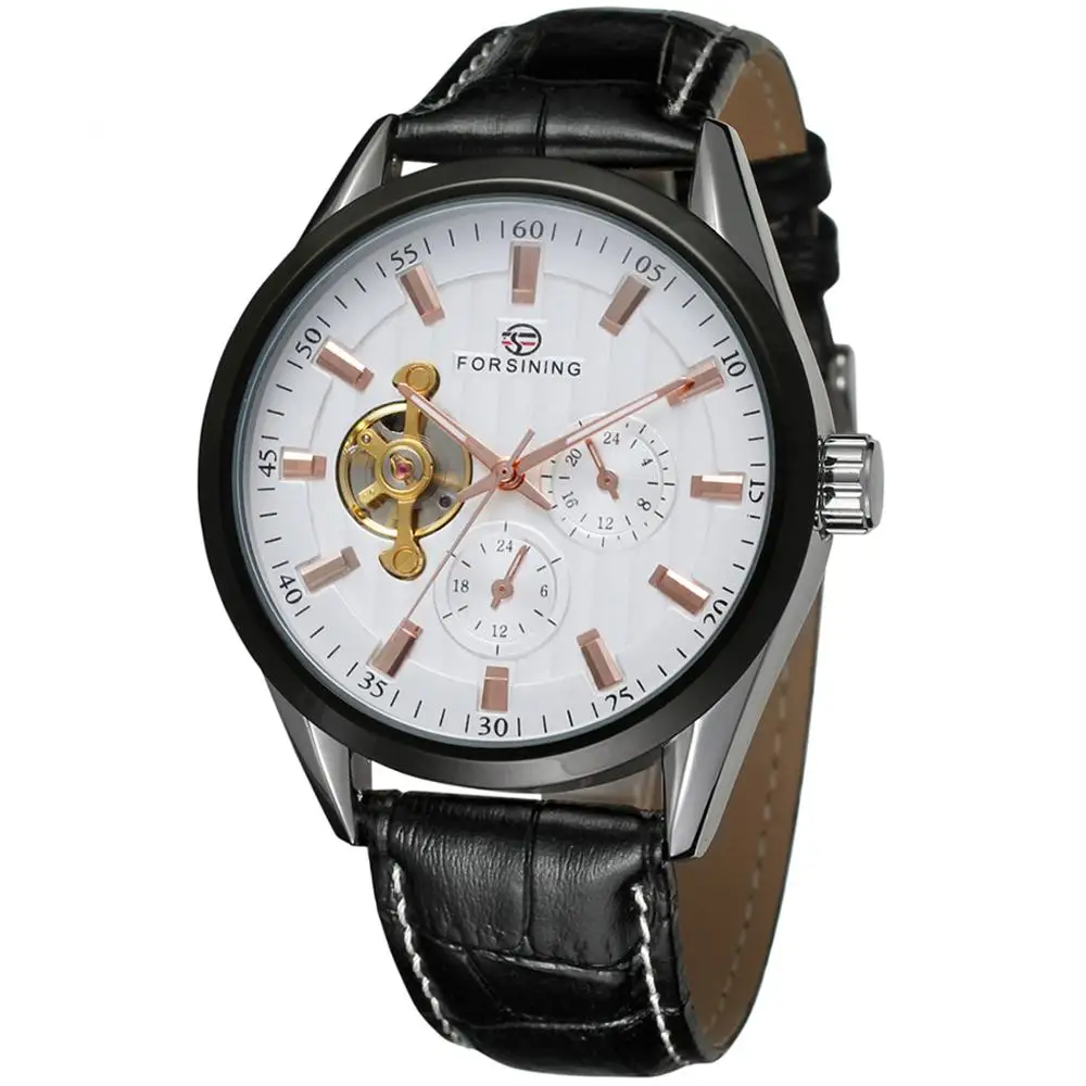 

FORSINING Men's Tourbillon Skeleton Mechanical Watch Brand Casual Business Men's Watch Dual Time Zone Waterproof Men's Watch