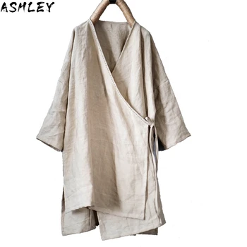 

Embroidery Bandage Women Shirts Solid Color Vintage Blouses 2020 Spring New V-Neck Loose Chinese Style Shirts And Tops