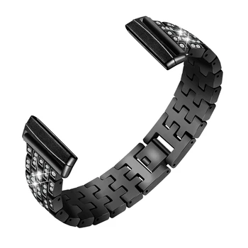 

Diamond Watchband for Fitbit Versa 3 Smart Watch Strap Metal Five Beads Band for Fitbit Sense / Versa3