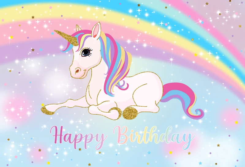 Unicorn Birthday Backdrop Happy Birthday Party Photo Background Decoration  Gold Glitter Rainbow Unicorn Girls Birthday Backdrop - Backgrounds -  AliExpress
