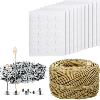 

Candle Wick,200 Candle Wick Sustainer Tabs and Candle Wick Stickers,Hot Wax Wick Stickers for Candle Making Accessory