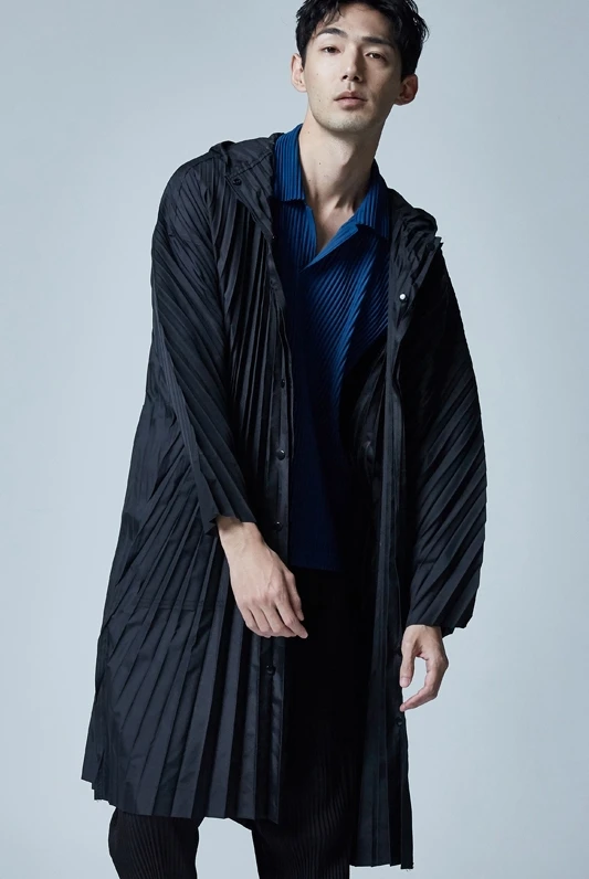 Miyake одежда мужская Осенняя средняя-длинная сложенная японская мода трендовая куртка с красивой шляпой