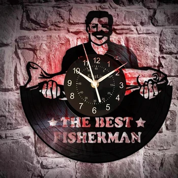 

The Best Fisherman Fishery Wall Clock Fishing Man Vinyl Record Wall Clock Gift for Fisherman Dad Fishing Lovers