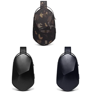 

Men's Oxford Messenger Bag Multifunctional Waterproof Sports Shoulder Bag Technology Chest Bag USB Charging