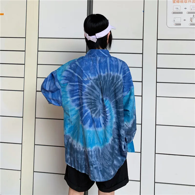 Lychee Толстовка Harajuku женские блузки рубашка отложной воротник женская блузка рубашка яркое Vortex Женские рубашки Блузка