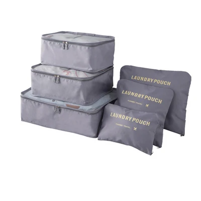 gray Multifunction 6 Pieces Set Travel Bag Organizer Large Capacity Packing cubes travel bags Clothes Luggage Storage Accessories bag - Цвет: gray