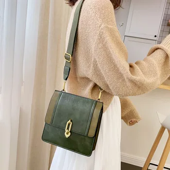 

Fashion new Simple Lock catch Small Square Bag Women's Designer Handbag 2019 High-quality PU Leather Mobile Phone Shoulder bags