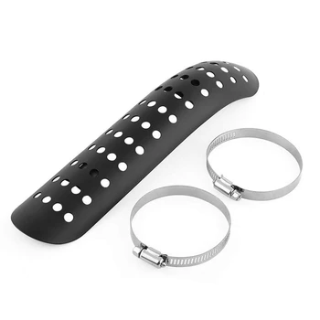 

Black / Chrome Plated 27 cm Motorcycle Arc Exhaust Muffler Pipe Heat Shield Guard Hole Heat Shield Exhaust Pipe Cover Heel Guard