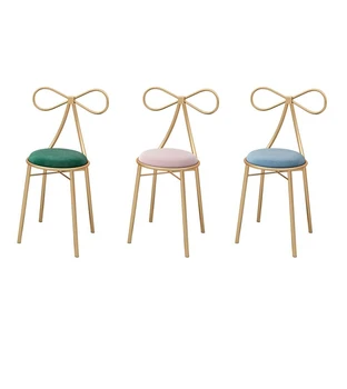 

Nordic backrest bow iron chair bedroom dressing stool simple casual negotiation net red ins nail chair