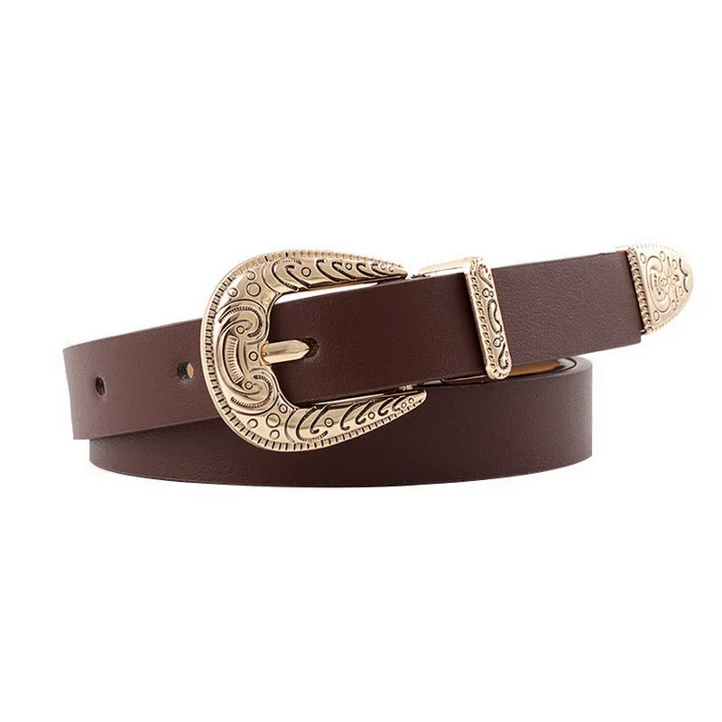 

Vintage Adjustable Boho Western Belt Women Black Brown Leather Belt Female Cowboy Hight Waist Belts for Ladies Jeans Dresses