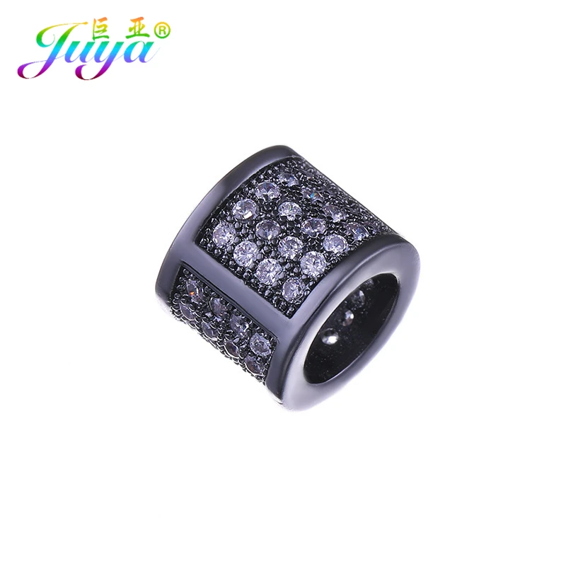 Metal Black Juya DIY Металлические разделительные бусины поставки микро проложить Шампанское Циркон Шарм с большим отверстием бусины для ручной работы Натуральное изготовление каменных ювелирных изделий - Цвет: Metal Black