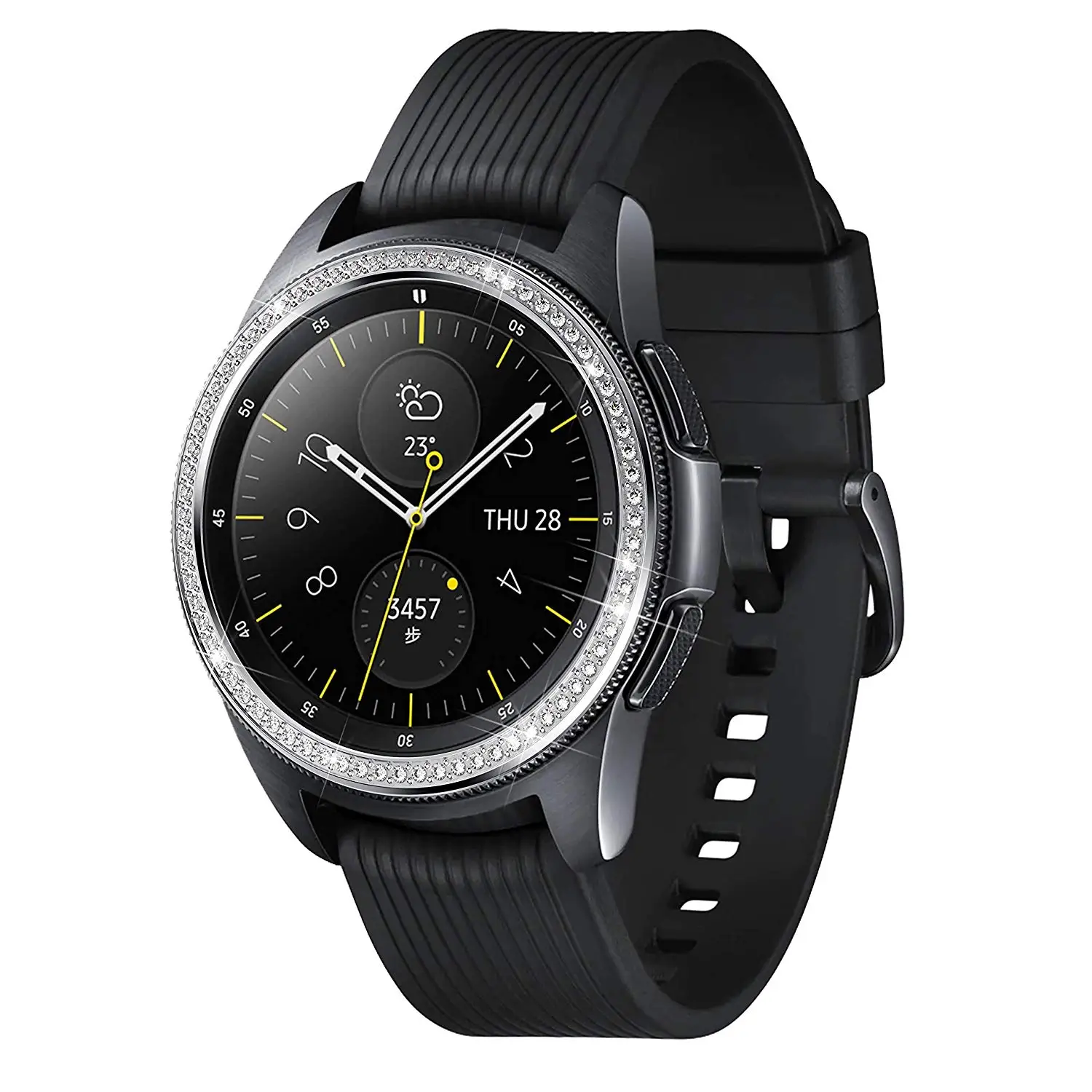Бриллиантовая оправа кольцо для samsung Galaxy Watch 42 мм 46 мм металлический ободок кольцо клеющаяся крышка чехол для samsung gear S3 Classic/Frontier - Цвет: Silver