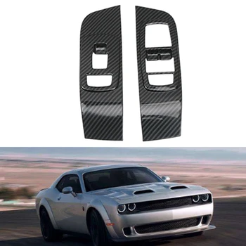 

For Dodge Challenger 2015-2019 ABS Carbon Fiber Interior Door Window Switch Cover Trim