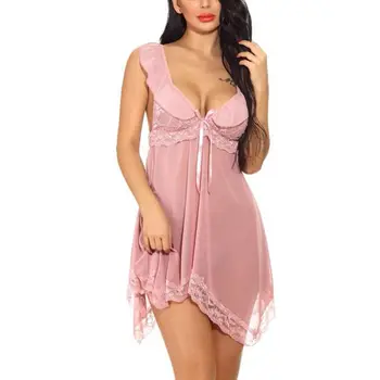 

Sexy Nightgowns Transparent 4 Colors Lace Decoration Sleepdress платья для полных дам مصان نوم