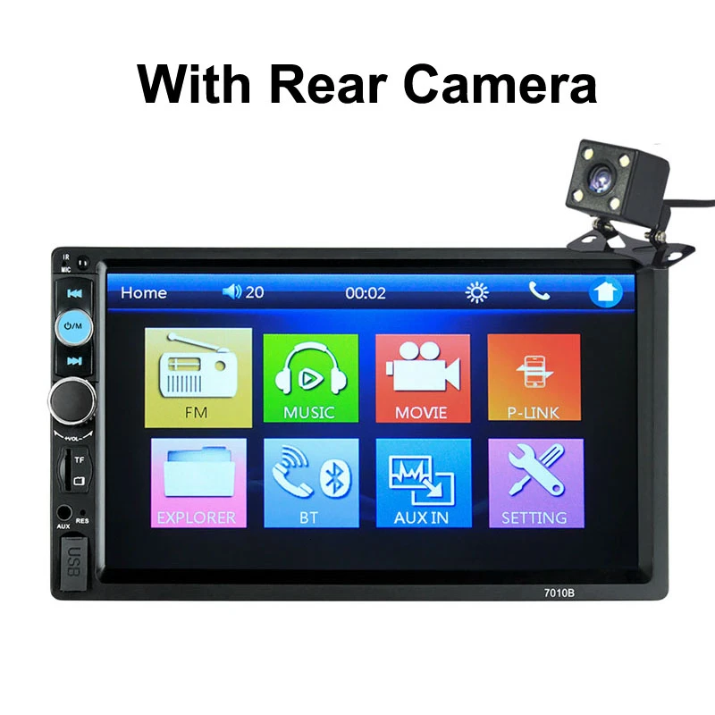 2 Din Car Multimedia Player DVD Autoradio Stereo Video 7 inch Touch Screen MP5 Player Auto Radio Audio Backup Rear View Camera - Цвет: With Camera