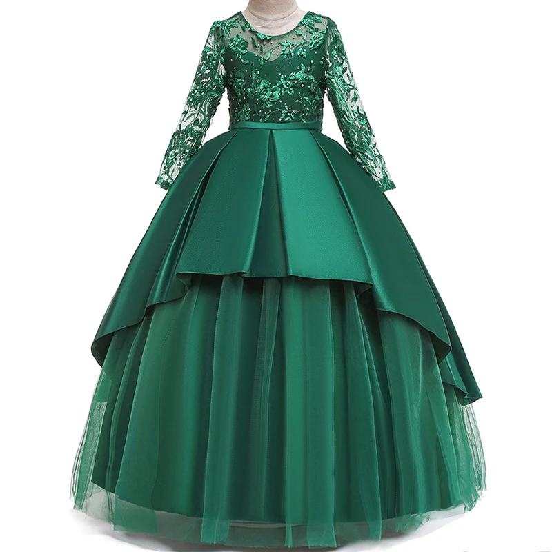 Новое Кружевное бальное платье принцессы с цветочным рисунком для маленьких девочек; Детские платья подружек невесты для девочек; платье для свадебной вечеринки; платье для первого причастия