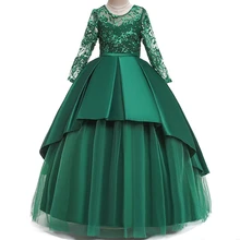 Новое Кружевное бальное платье принцессы с цветочным рисунком для маленьких девочек; Детские платья подружек невесты для девочек; платье для свадебной вечеринки; платье для первого причастия