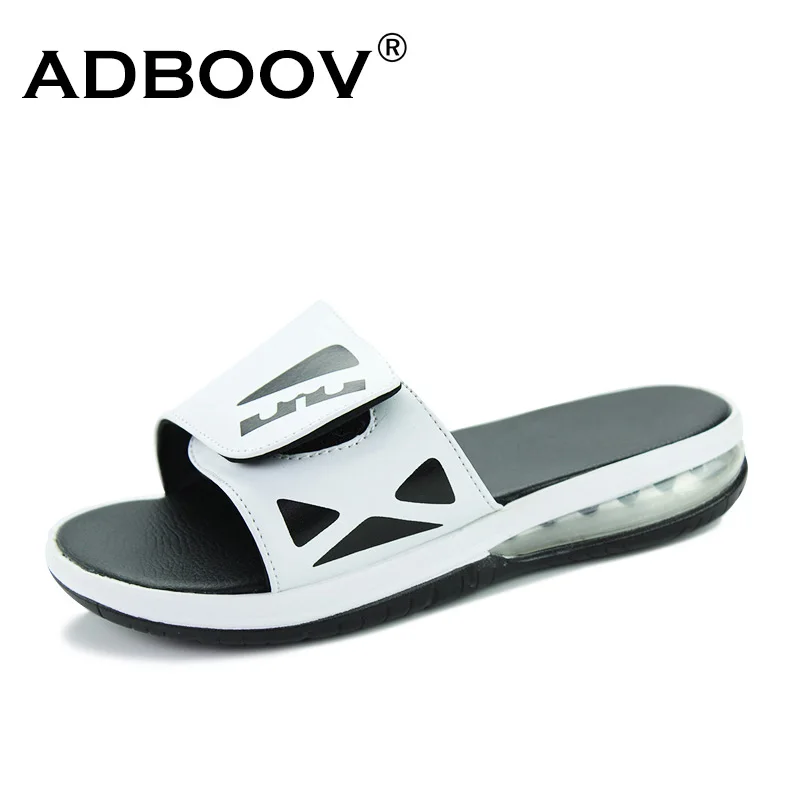 

ADBOOV Fashion Colorful Slippers Men Hook & Loop PU Upper Outdoor Male Summer Shoes Air Cushion Rubber Sole China Slippers