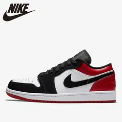 Кроссовки для баскетбола Nike Air Jordan 1 с низким черным носком, Новое поступление, удобные уличные кроссовки #553558-116