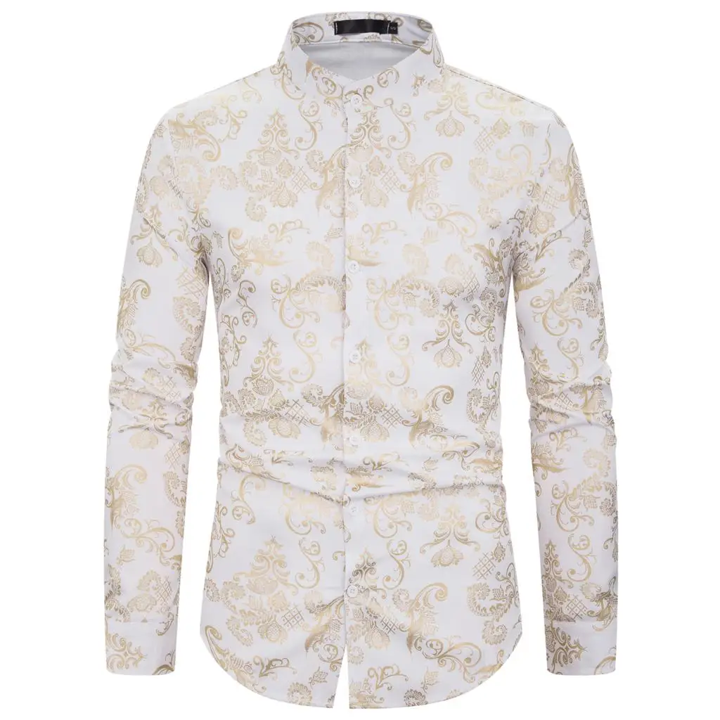 Design3 white Модная роскошная мужская рубашка с принтом, сценическая одежда, повседневная мужская рубашка, приталенная рубашка с длинным рукавом, индивидуальные деловые рубашки - Цвет: Design3 white
