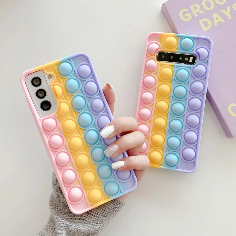 Relive Stress Phone Case For samsung galaxy S9 plus S10 S20 ultra S21 plus Fidget Toys Push It Bubble Soft Silicone Phone Cover