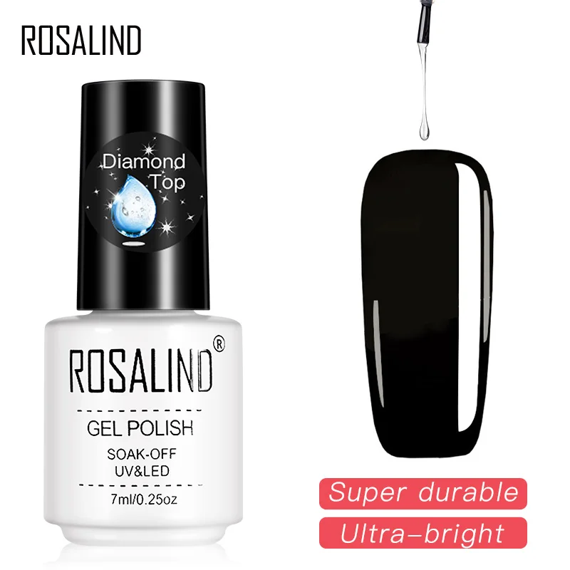 ROSALIND Gel Polish Diamond Top Coat UV Lamp Gel Soak Off Reinforce 7ml Long Lasting Nail Art Manicure Gel Lak Varnish Primer 3