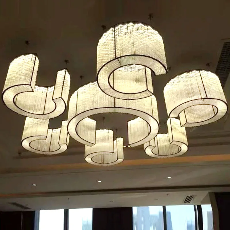Лобби отеля проект c-образная хрустальная лампа для зала виллы гостиной отдел продаж песочный стол Банкетный Зал Пользовательские лампы