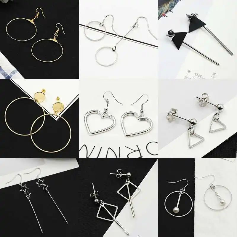 

Punk Alloy Geometric Triangle Drop Earrings for Fashion Women Sweet Girl Simple Hyperbole Earrings Asymmetric Circle Heart Shape
