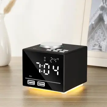 

TWISTER.CK Smart Alarm Clock Bluetooth Speaker with LED Bedside Light Snooze Function Dual USB Port Desktop Clock Wireless