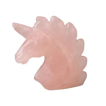 

1 Piece Natural Stone Rose Quartz Unicorn Healing DIY Gifts Figurine Home Decoration Manual Animal Carving Crafts Collection