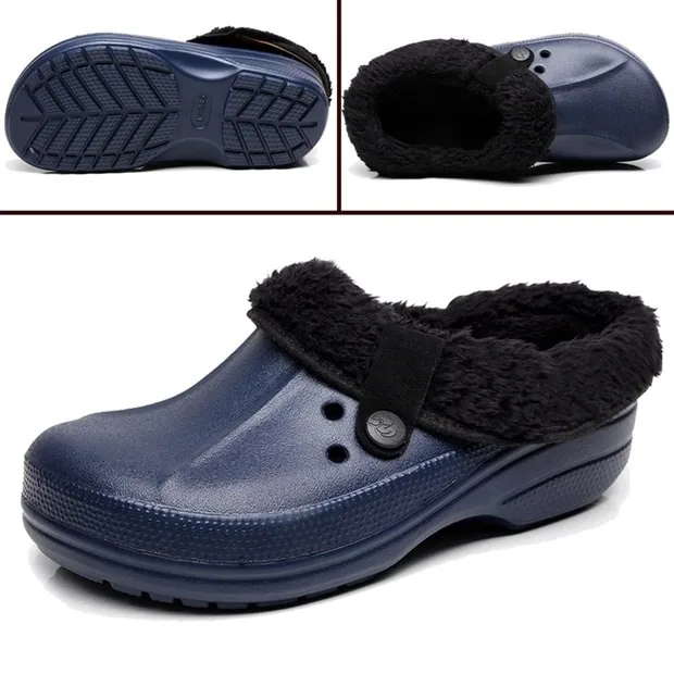 Original RH Eco Unisex Warm Winter Fur Garden Shoes Clog Indoor Casual Warm Home Slippers EVA Flat Clogs Footwear