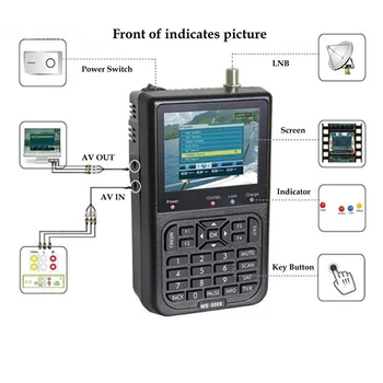 

Satlink WS-6906 3.5" DVB-S FTA Digital Satellite Meter Satellite Finder WS 6906 Stlink with Bulit-in Battery Portable