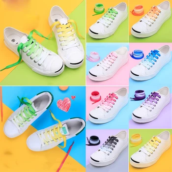 

1Pair Colorful Silk shoelaces Candy Gradient Party Camping Boots Shoelace Canvas Strings Camping Shoes Lace Growing rainbow