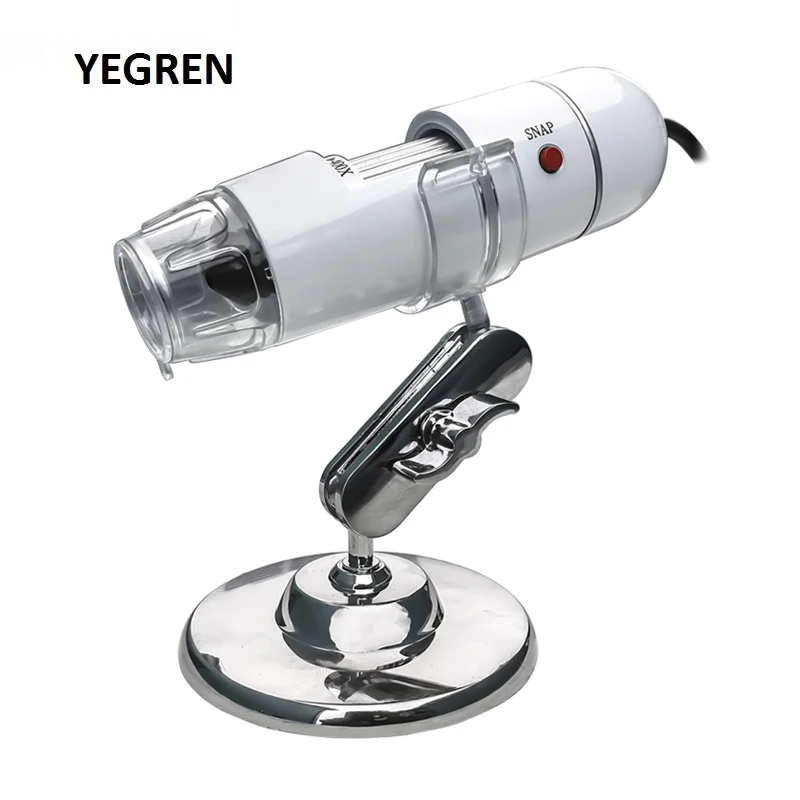 Portable 25X-400X Zoom TV AV Microscope Illuminated Digital Camera Microscope With 8 LED Lighting Magnifier 0.3MP with Stand