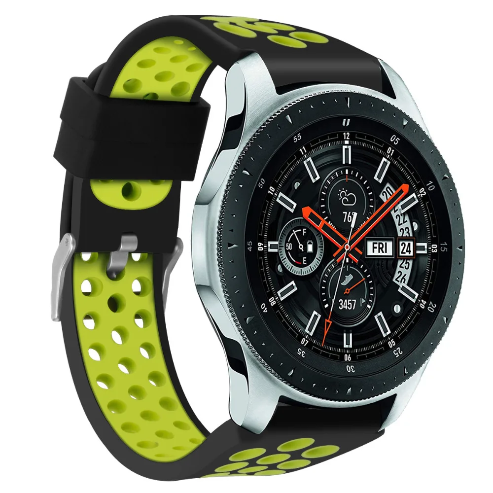 YHNUJM 22 мм ремешок на запястье для samsung Galaxy Watch 46 мм SM-R800 Смарт-часы, двойной цвет дышащий ремешок для часов