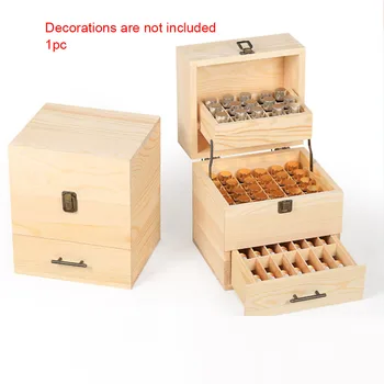 

3 Layers 59 Grids Wooden Storage Box Carry Organizer Storage Box Essential Oil Bottles Container Metal Lock Jewelry Treasure
