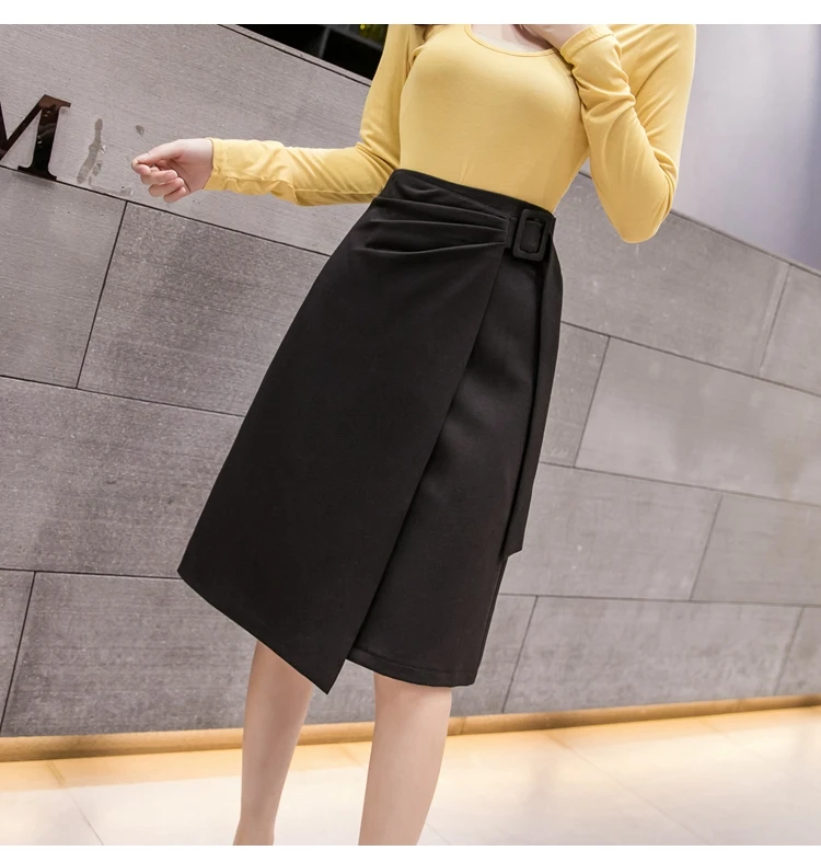 Korean New Midi irregular Skirts Women Winter Autumn new fashion A-Line Skirts Ladies Streetwear Plus Size skirt