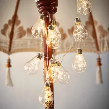 

New Copper Led String Lights 4M with 10 Bulbs Indoor Outdoor Waterproof for Garden Tents Market Cafe Gazebo Porch Decor