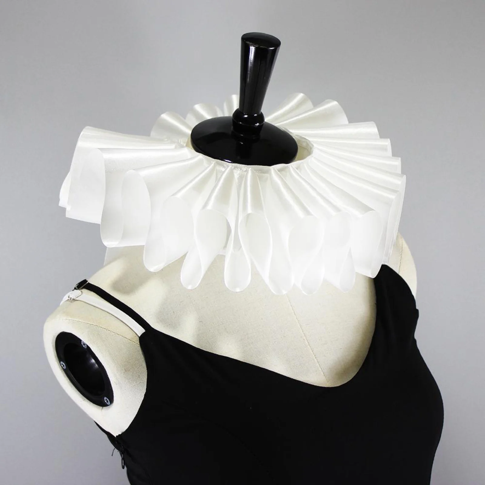 Victorian Elizabethan Ruffle Neck Clown Collar Satin Steampunk Scarf