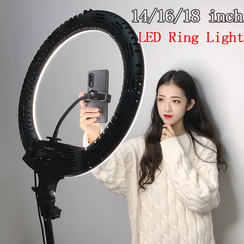 

Photo Studio Led Ring Light Dimmable Selfie Stepless Lighting 3200-5600K Photographic Light with Phone Holder for youtube Video