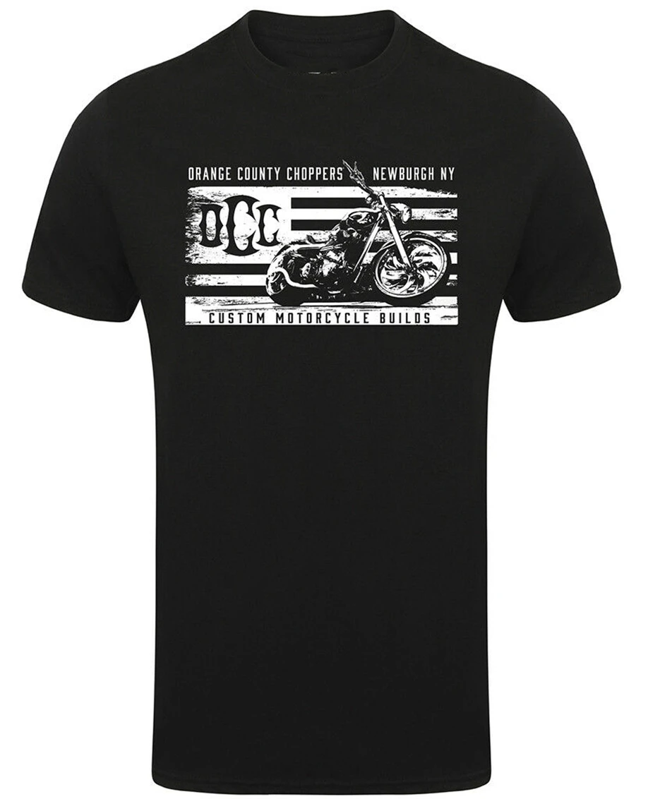 Оранжевый графство Choppers Occ Hombre американское искусство Camiseta Negro Estilo Motero большой